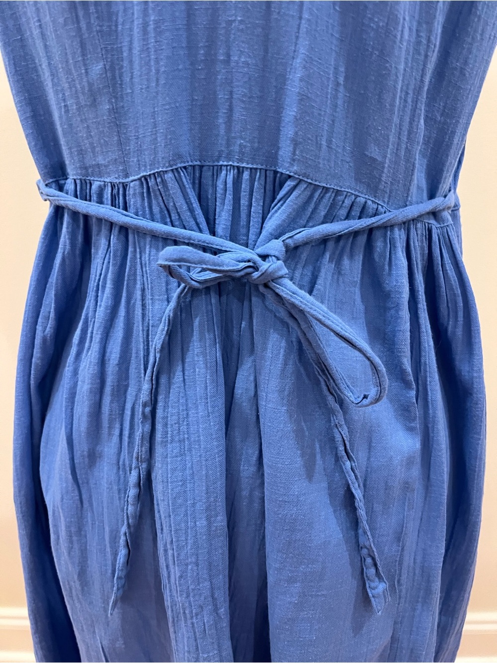 April Cornell Modern Prairie Dress Medium Blue Embroidered Button Front Cottage - Picture 9 of 14